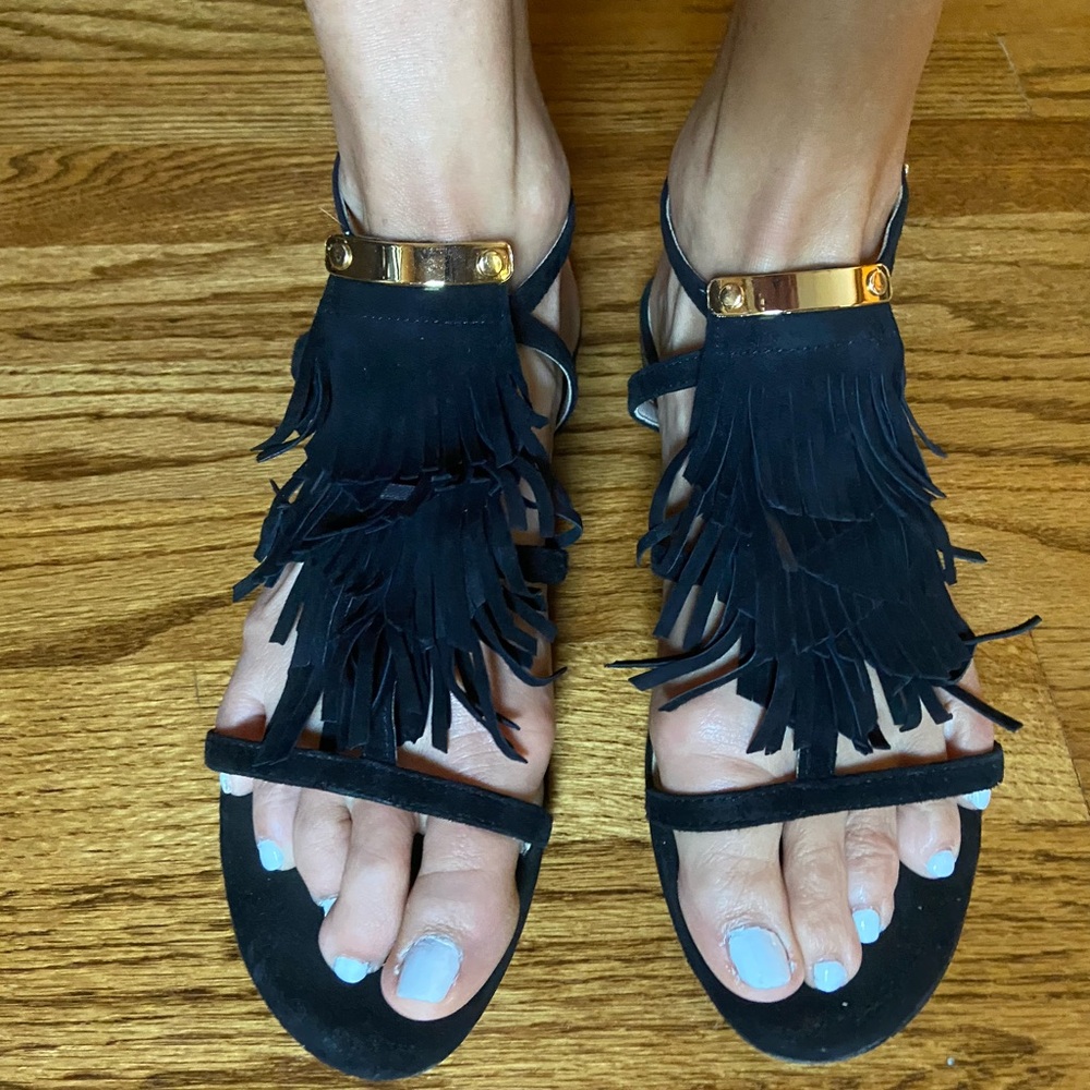 Marc Fisher fringe flat sandals